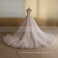 Dressy Princess Sweet Heart A-line Lace Beads Handmade Flowers Big Long Train Wedding Dress